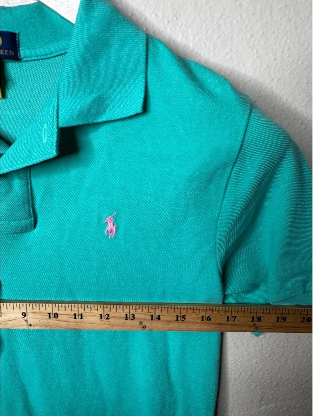 Polo Ralph Lauren Boys L 14-16 Teal Short Sleeve Polo Shirt Pink Pony Logo